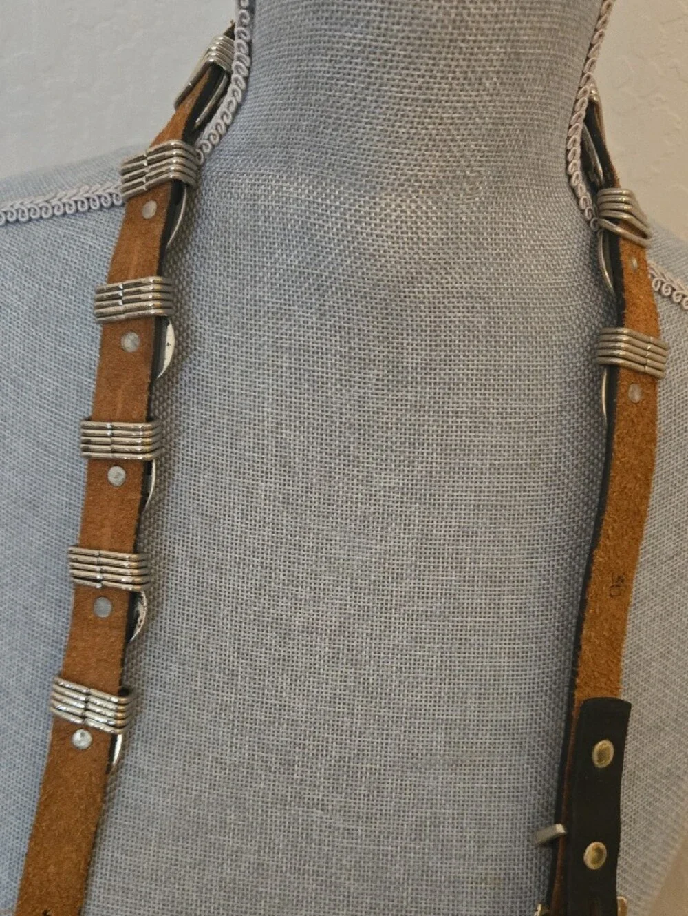 Vintage Southwestern-style black leather concho belt